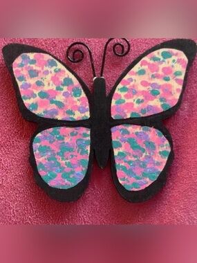Handpainted Butterfly Wall Accent — Pink, Teal, Purple